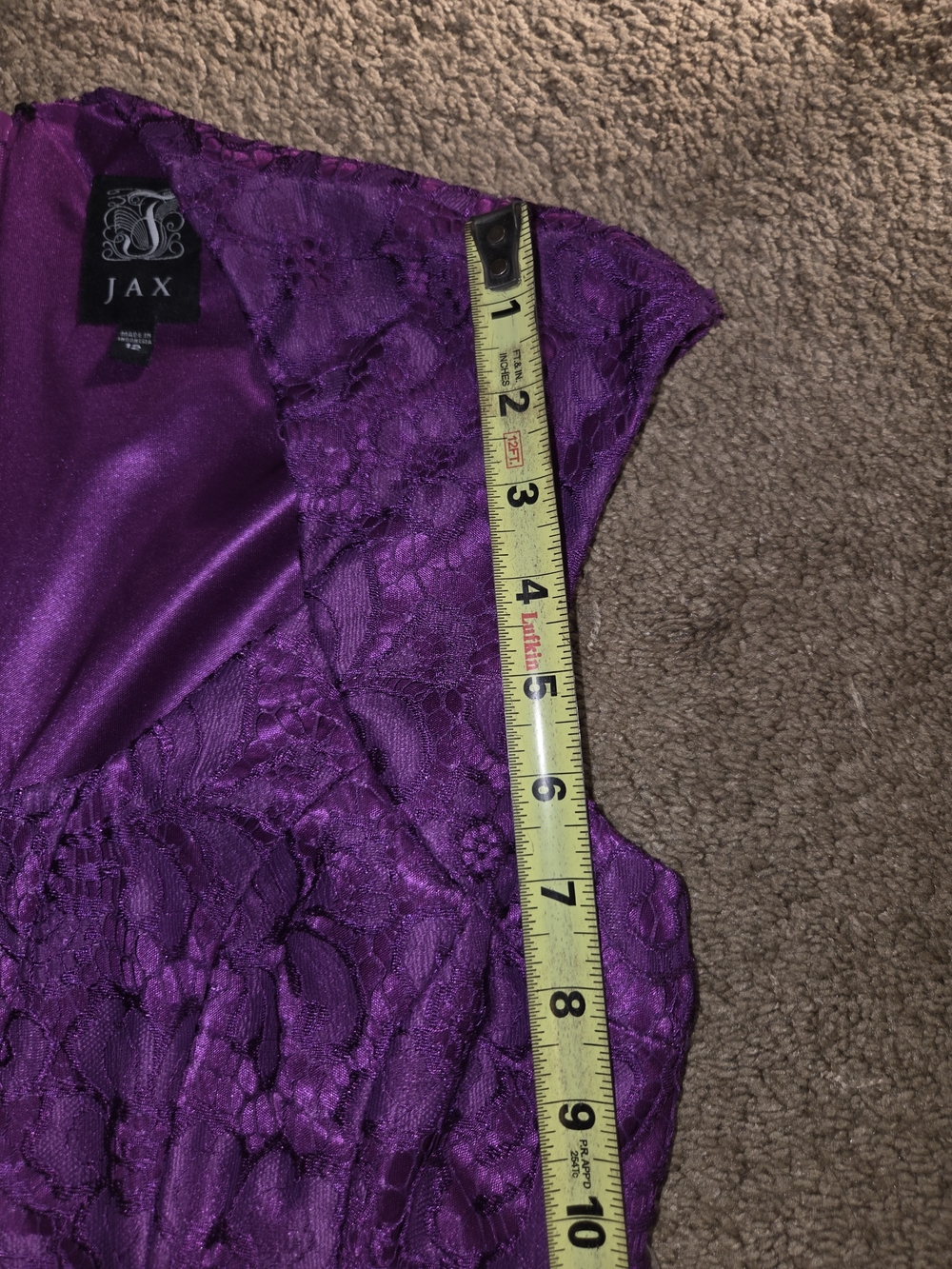 Jax Purple Lace Midi Dress with Cap Sleeves - Picture 7 of 11